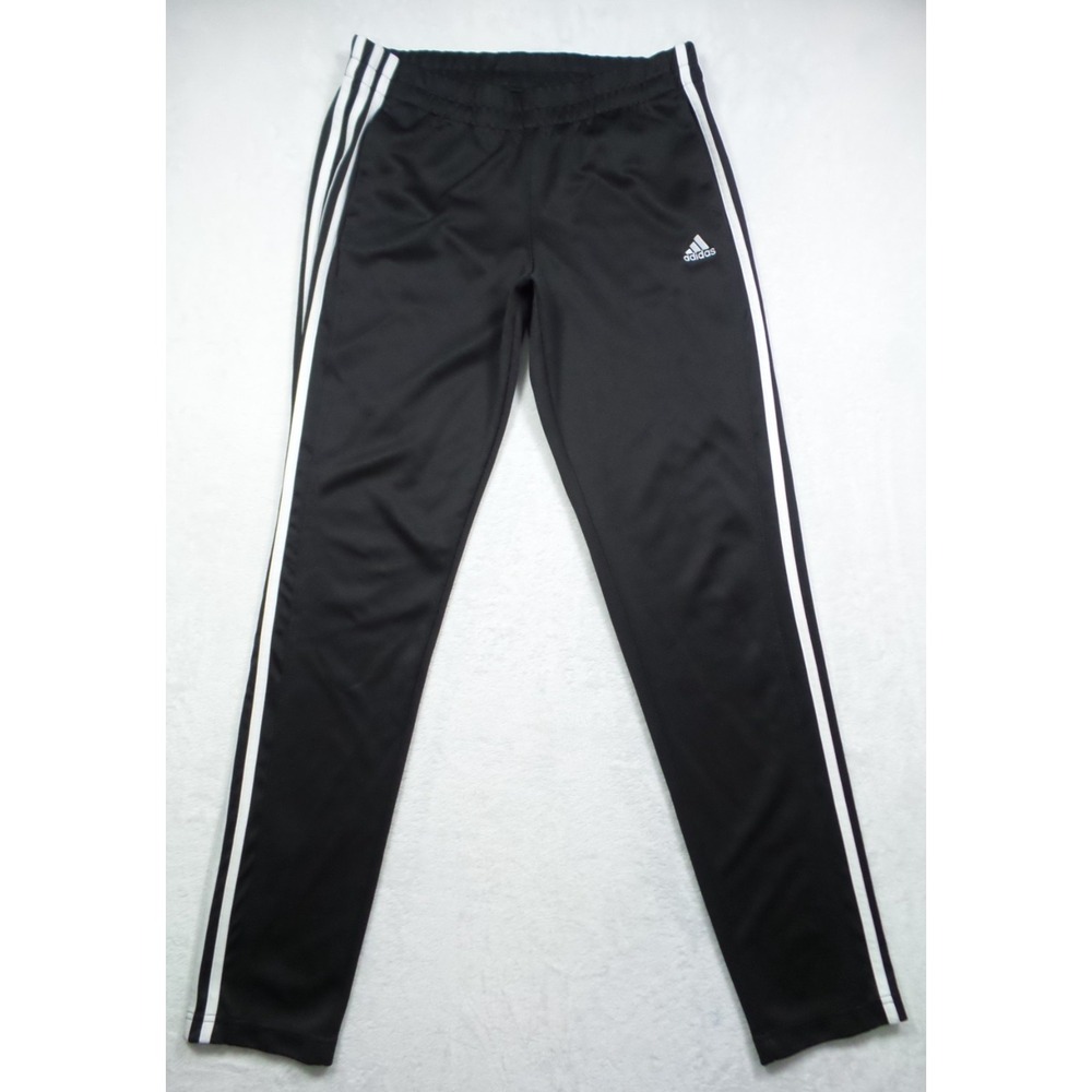 Adidas Pants Womens Size Medium Black 3-Stripes Track Climalite Zipped Ankle